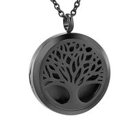 DOTUIARG Tree of Life Aromatherapy Essential Oil Pendant Necklace Stainless Steel Aromatherapy Essential Oil +12Pcs Pads