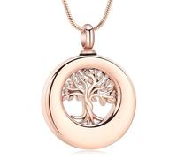 DOTUIARG Tree of Life Urn Necklace for Ashes Circle Cremation Jewelry Stainless Steel Ash Pendant for Women Men Keepsake Memorial Jewelry