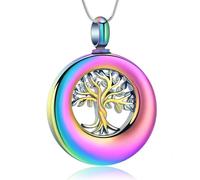 DOTUIARG Tree of Life Urn Necklace for Ashes Circle Cremation Jewelry Stainless Steel Ash Pendant for Women Men Keepsake Memorial Jewelry