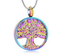 DOTUIARG Tree of Life Urn Necklace for Ashes Cremation Jewelry Stainless Steel Memorial Human Ashes Keepsake Pendant for Women Men