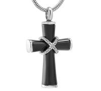 DOTUIARG Urn for Human Ashes Black Cross Cremation Jewelry with Crystal Funeral Memorial Pendant Ashes Necklace Keepsake Necklace