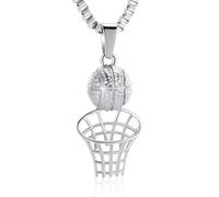 DOTUIARG Urn Necklace for Ashes Basketball Hoop Cremation Jewelry Ashes Pendant Stainless Steel Keepsake Memorial Jewelry for Men Women