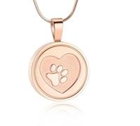 DOTUIARG Urn Necklace for Ashes Circular Cremation Jewelry Paw Print Stainless Steel Keepsake Memorial Ash Pendant Jewelry for Men Women