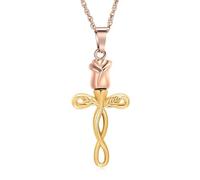DOTUIARG Urn Necklace for Ashes Cross Cremation Jewelry Stainless Steel Pendant Keepsake Memorial Women