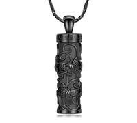 DOTUIARG Urn Necklace for Ashes Cylinder Butterfly Cremation Jewelry for Women Men Memorial Necklace Keepsake Jewelry Ashes Pendant