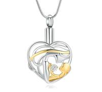 DOTUIARG Urn Necklace for Ashes Heart Cremation Jewelry Stainless Steel Mother Memorial Keepsake Ashes Pendant for Men Women