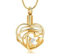 DOTUIARG Urn Necklace for Ashes Heart Cremation Jewelry Stainless Steel Mother Memorial Keepsake Ashes Pendant for Men Women