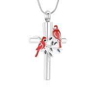 DOTUIARG Urn Necklaces for Ashes Cross Cremation Ashes Pendant Stainless Steel Memorial Jewelry for Men Women