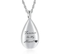 DOTUIARG Urn Necklaces for Ashes Waterdrop Crystal Pendant Locket Stainless Steel Keepsake Memorial Ash Jewelry Custom Engraving