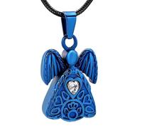 DOTUIARG Wing Heart Crystal Stainless Steel Cremation Keepsake Necklace for Ashes Urn Souvenir Memorial Pendant Jewelry