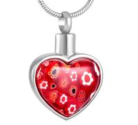 DOTUIARG Women Necklace Stainless Steel Murano Glass Cremation Keepsake Urn Ash Necklace Lockets Urns Jewelry