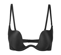DotVol Push Up Convertible Seamless Underwire Plunge Bra for Women(32A,Black V)