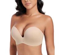 DotVol Push up Lift Women's Bra Seamless Wireless Anti-Slip Strapless brallate with Shape Support(Beige,34B)