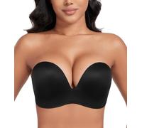 DotVol Push up Lift Women's Bra Seamless Wireless Anti-Slip Strapless brallate with Shape Support(Black,32B)