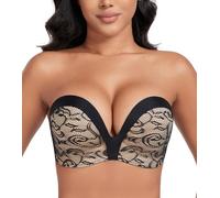 DotVol Push up Lift Women's Bra Seamless Wireless Anti-Slip Strapless brallate with Shape Support(Black Flower,38A)