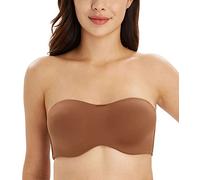 DotVol Seamless Bandeau Unlined Underwire for Large Bust Women's Minimizer Strapless Bra (40C,Choco)