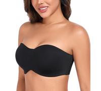 DotVol Seamless Bandeau Unlined Underwire for Large Bust Women's Minimizer Strapless Bra (Black,36E)