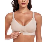 DotVol Seamless Front Fastening Bras for Women Comfort Wirefree Lightly Padded Plus Size Everyday Bra(Beige,XXL)