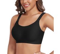DotVol Women's Comfort Smooth Seamless Wide Strap Non-Wired Supportive T-Shirt Wirefree Everyday Bra(Black, XXL)