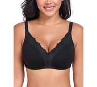 DotVol Women's Cotton Wirefree Full Coverage Plus Size Bra(Black,34D)