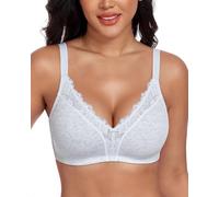 DotVol Women's Cotton Wirefree Full Coverage Plus Size Bra(Grey,34C)