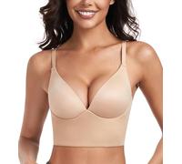 DotVol Women's Deep V Plunge Lightly Padded Multiway Bras Comfort Wirefree Pullover Everyday Bra