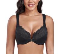 DotVol Women's Front Closure Unlined Underwire Everyday Bra(Black,34DD)