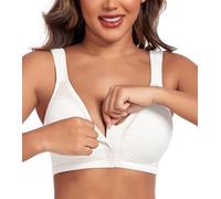 DotVol Women's Front Closure Wirefree Non Padded Full Figure Plus Size Back Support Posture Bra(White,44D)