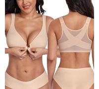 DotVol Women's Front Fastening Posture Minimizer Plus Size Bra(Beige,36B)