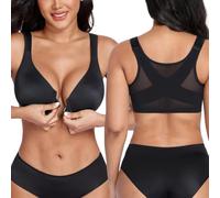 DotVol Women's Front Fastening Posture Minimizer Plus Size Bra(Black,36DD)