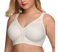 DotVol Women's Full Coverage Minimizer Bra Comfort Wirefree Non Padded Plus Size Everyday Bra(34DD, White)