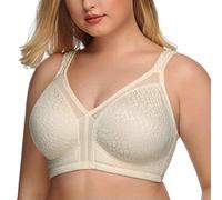 DotVol Women's Full Coverage Minimizer Bra Comfort Wirefree Non Padded Plus Size Everyday Bra(36D, Beige)