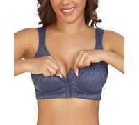 DotVol Women's Full Figure Front Closure Wirefree Jacquard Back Support Posture Bra(Blue,42F)