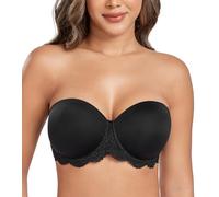 DotVol Women's Full Figure Strapless Bra Underwire Contour Back(Black,42E)