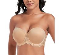 DotVol Women's Full Figure Strapless Bra Underwire Contour Back(Nude,42C)
