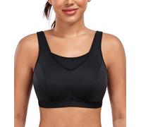 DotVol Women's High Impact Workout Bra Full Coverage Non Padded Wirefree Everyday Sports Bra(Black,38C)
