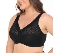DotVol Women's Lace Wirefree Front Closure Bra Full Coverage Unpadded Everyday Bras(Black,38F)