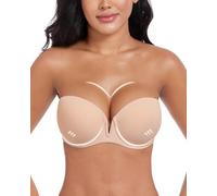 DotVol Women's Low Cut Strapless Push Up Multiway Underwire Bra | Thick padded design with anti-slip straps for comfortable daily wear