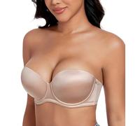 DotVol Women's Multiway Push Up Convertible Underwire Strapless Bra Thick Padded Everyday Bra(Beige,34D)