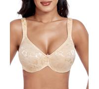 DotVol Women's Non Padded Underwire Minimiser Comfortable Supportive Full Coverage Everyday Bra(Beige,36E)