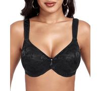 DotVol Women's Non Padded Underwire Minimiser Comfortable Supportive Full Coverage Everyday Bra(Black,36E)