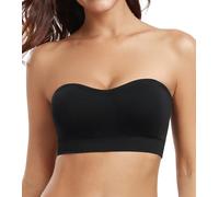 DotVol Women's Non-Slip Wirefree Strapless Bra with Removable Pads Seamless Multiway Bandeau Tube Bra(Black,XXXL)