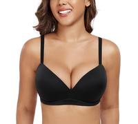 DotVol Women's Plunge Push Up Padded Wireless Everyday Bra | Seamless, Smooth Material, Comfort, Multiway Wearing, Convertible Straps, Plus Size