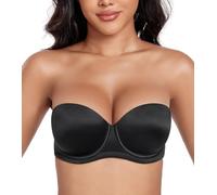 DotVol Women's Push Up Wired Strapless Thick Padded Everyday Bra(Black,38B)