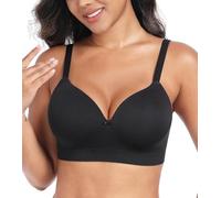 DotVol Women's Seamless Wirefree Full Coverage Plus Size Bra(Black,3XL)