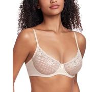 DotVol Women's Sheer Lace Mesh Balconette See Through Bralette Unlined Underwire Everyday Bra(Beige,38C)