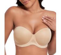 DotVol Women's Strapless Plus Size Underwired Contour Bra(Beige,42E)