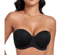 DotVol Women's Strapless Plus Size Underwired Contour Bra(Black,38DD)