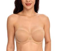 DotVol Women's Strapless Plus Size Underwired Contour Bra(UK42C,Walnut)