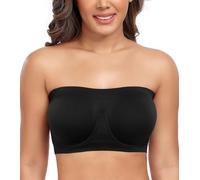 DotVol Women's Underwire Strapless Non Padded Multiway Bras Stretchy Tube Top Bandeau Bra(Black,XXL)